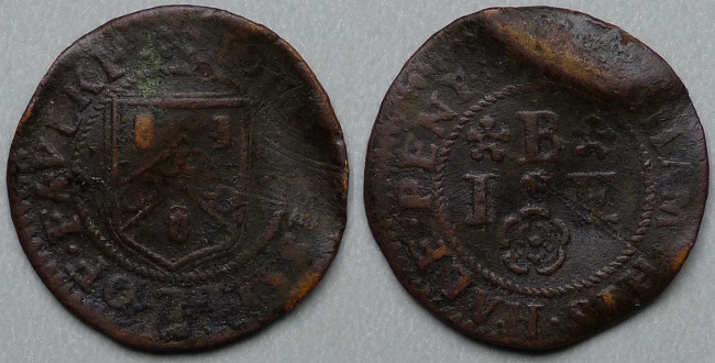 Folkingham, John Bissill halfpenny token Folkingham, John Bissill halfpenny token